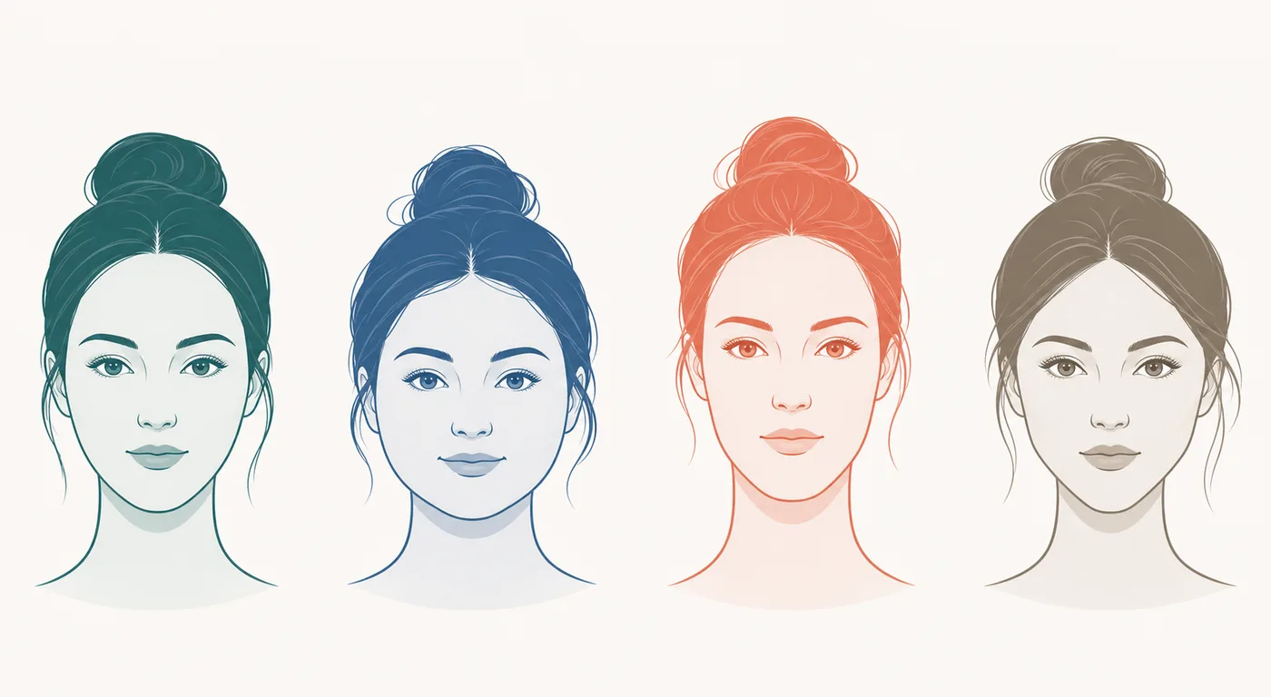 Comparaison des visages ovale, rond, oblong et diamant
