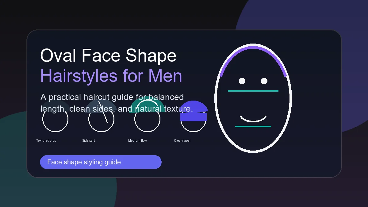 Ilustracion de peinados para hombres con cara ovalada y opciones de corte